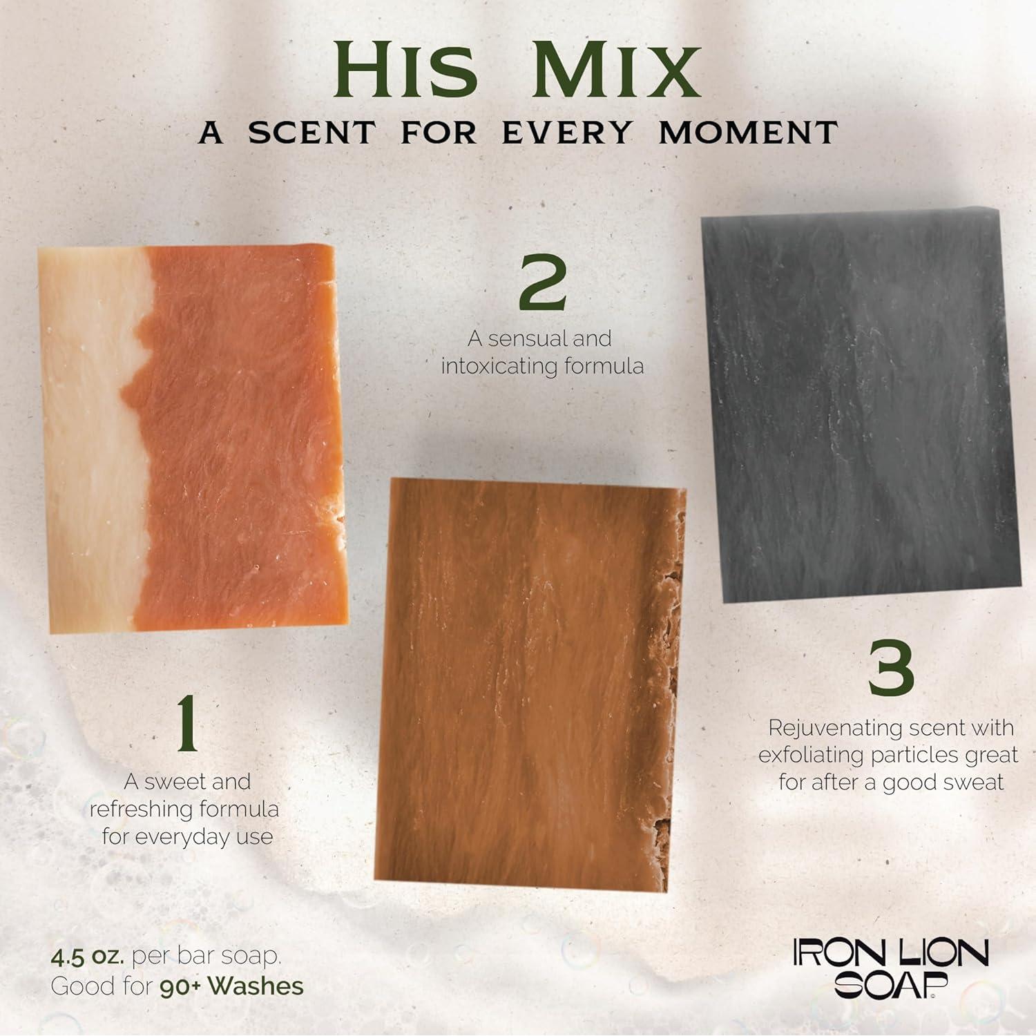 Jabón Natural Iron Lion - Paquete 3 Mezcla HIS para Hombre