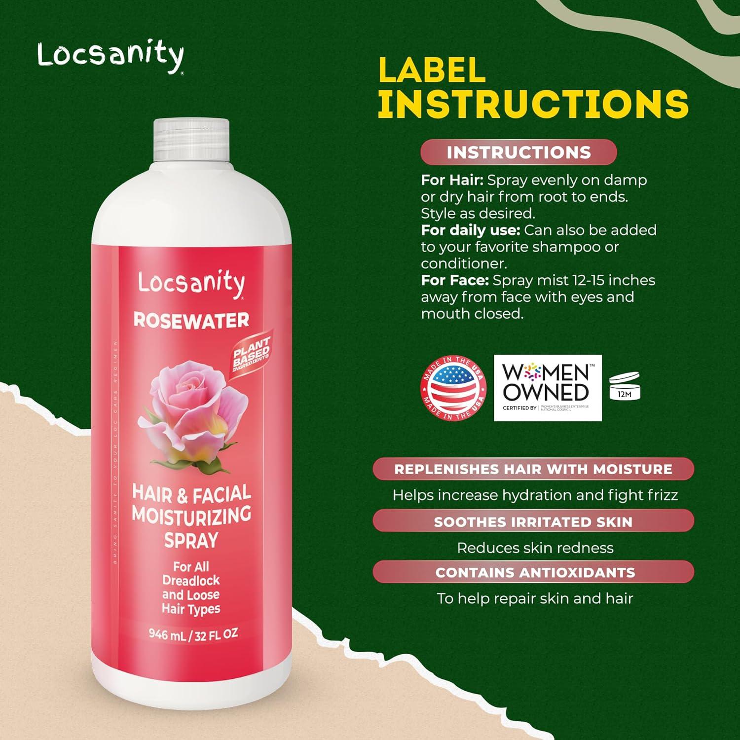 Locsanity Agua de Rosa Pura Spray Hidratante 946 ml