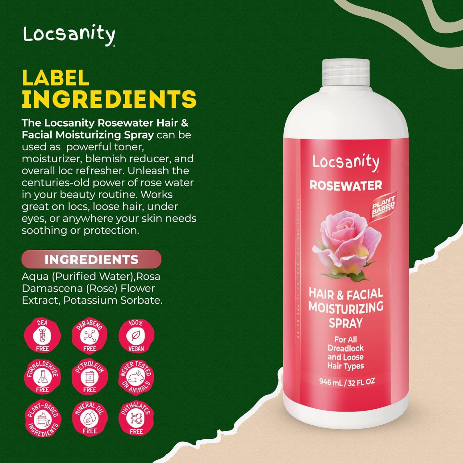 Locsanity Agua de Rosa Pura Spray Hidratante 946 ml