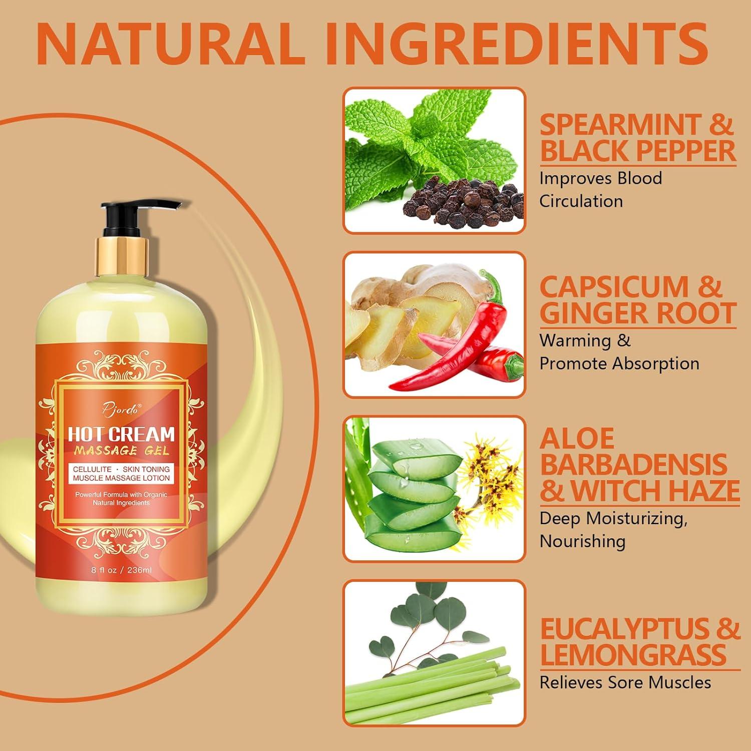 Set de Aceite de Masaje Anticelulitis Pjordo 236.6 ml + Crema