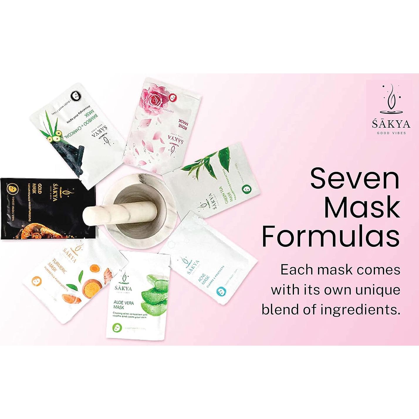 Mascarilla Facial Premium Sakya con Aloe Vera - 7 Piezas