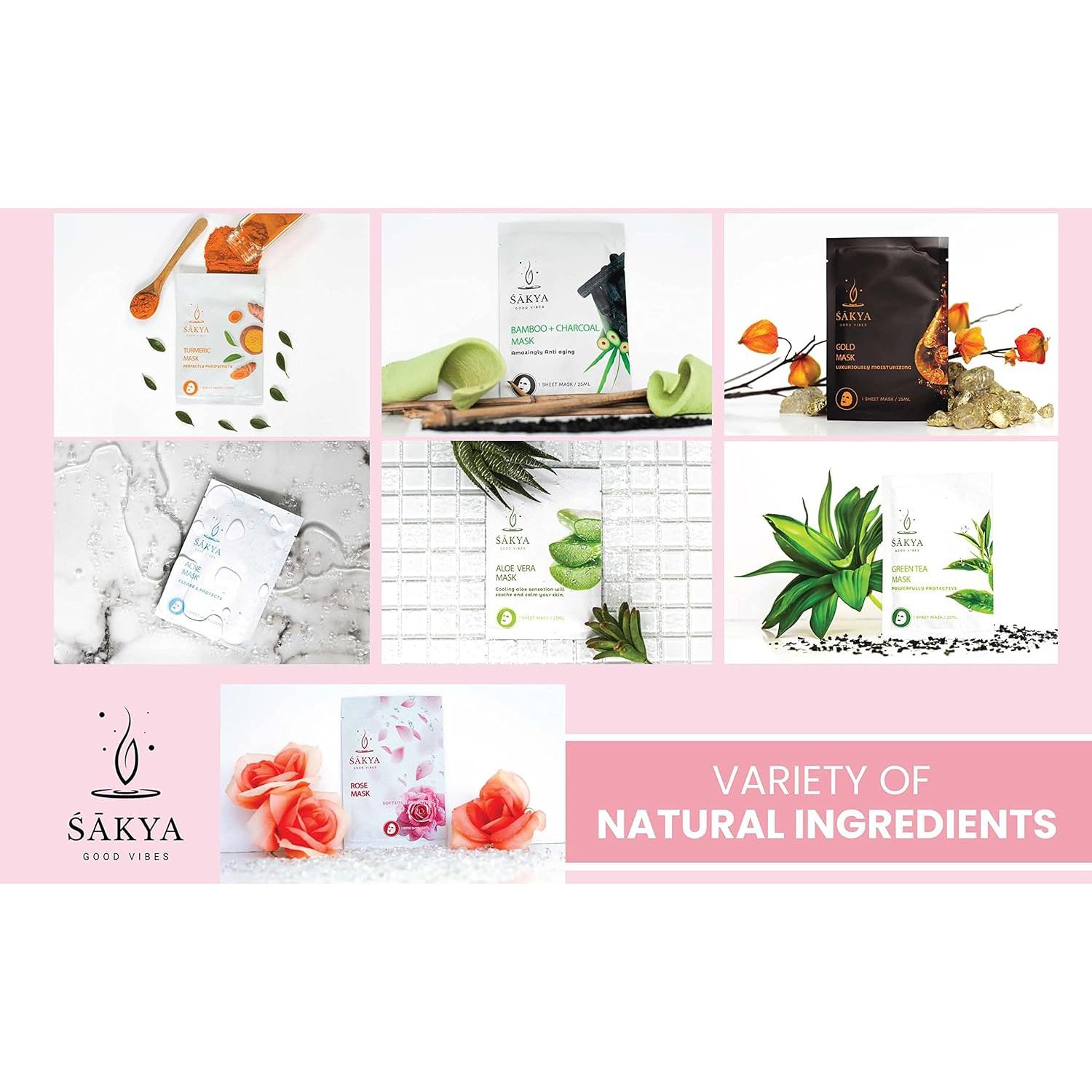 Mascarilla Facial Premium Sakya con Aloe Vera - 7 Piezas