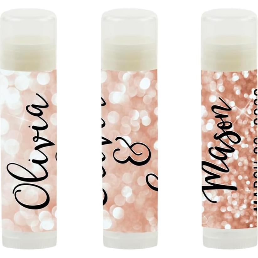 Bálsamo Labial Personalizado Andaz Press - 12 Piezas Oro Rosa