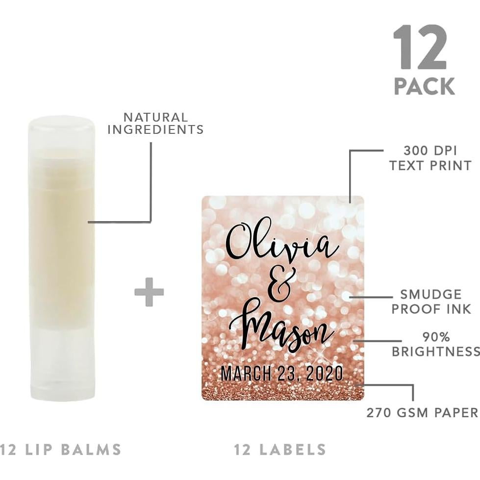 Bálsamo Labial Personalizado Andaz Press - 12 Piezas Oro Rosa