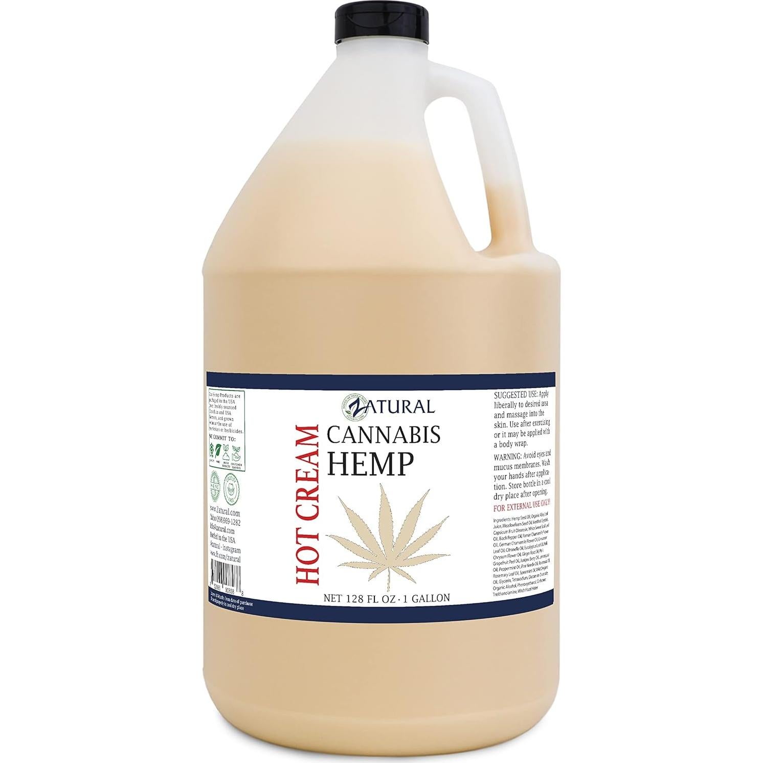 Crema Caliente Zatural 3.6 kg con Aceite de Cañamo y Esenciales