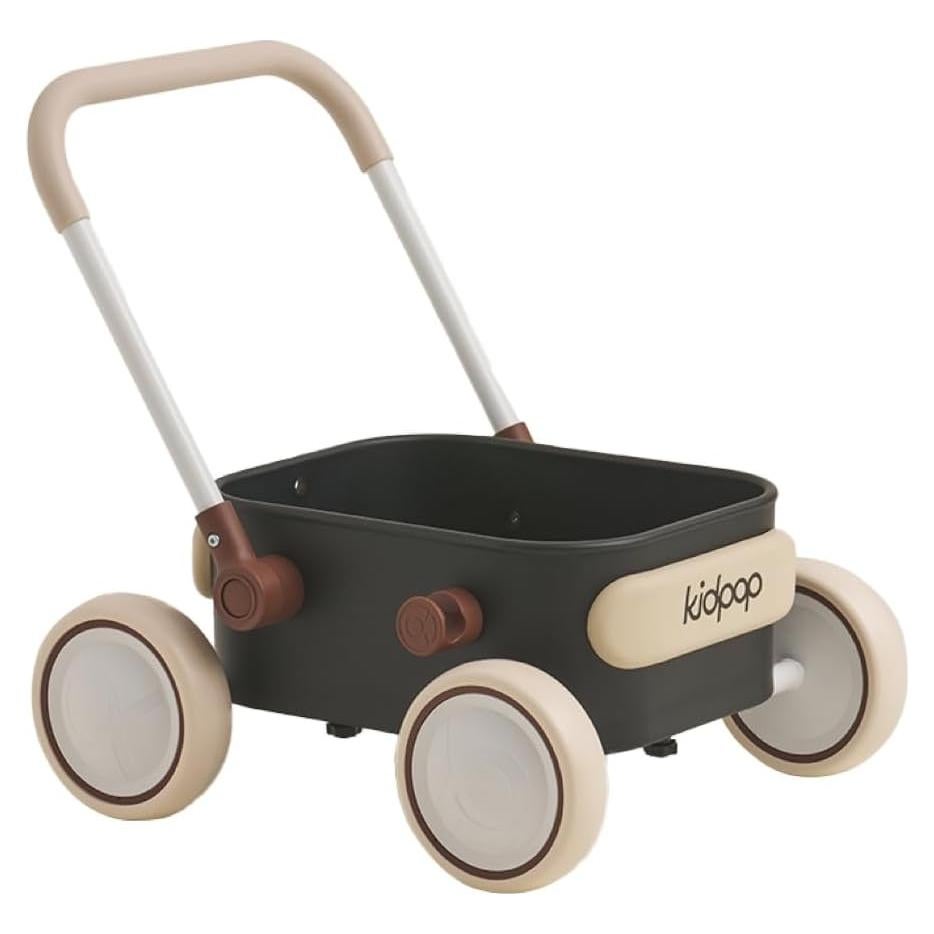 PULA Baby Push Walker with Wheels Toddler Wagon for First Learner Baby Toys 6-12 Months, 1 Year Old Birthday Gifts, Indoors and Outdoors (Black)