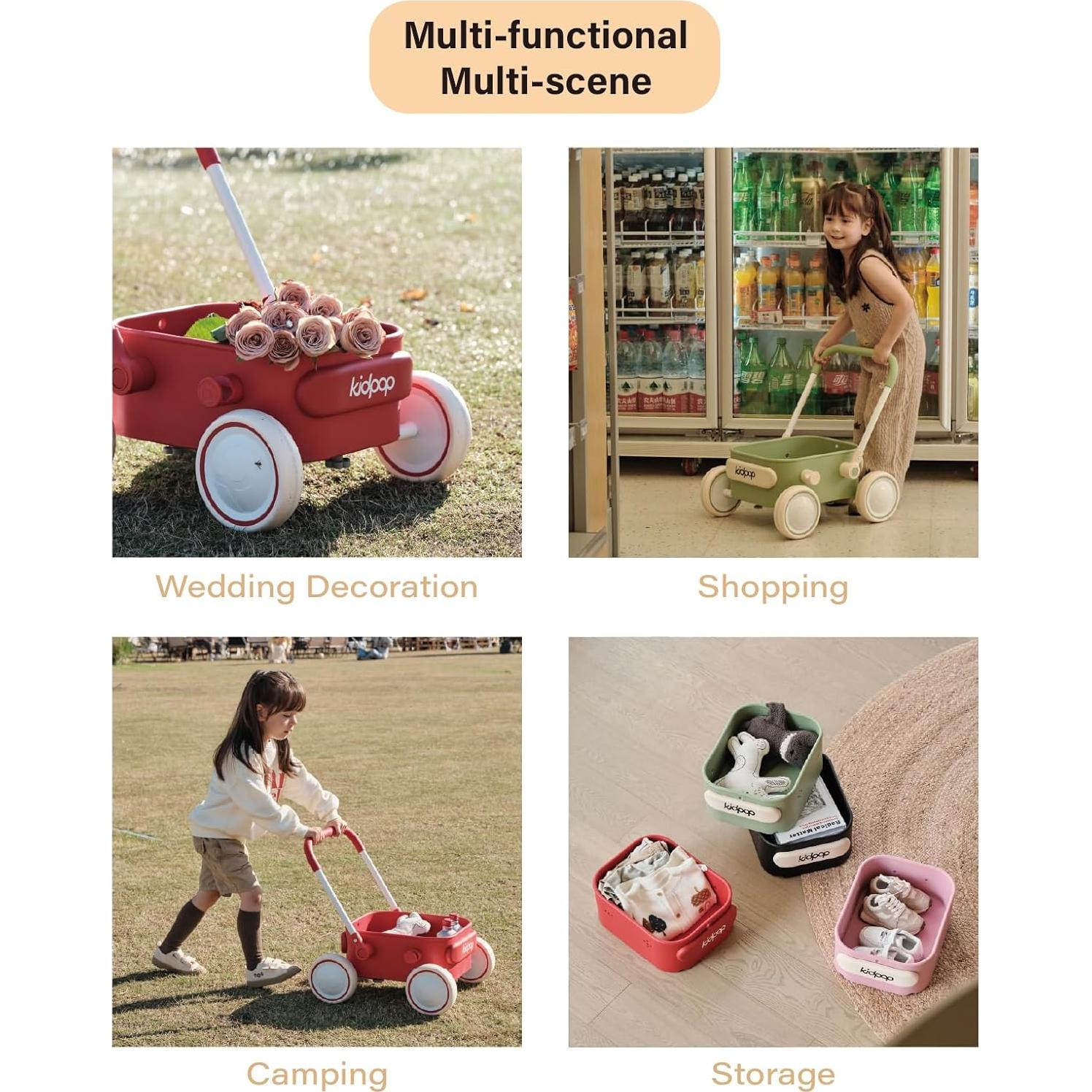 PULA Baby Push Walker with Wheels Toddler Wagon for First Learner Baby Toys 6-12 Months, 1 Year Old Birthday Gifts, Indoors and Outdoors (Black)