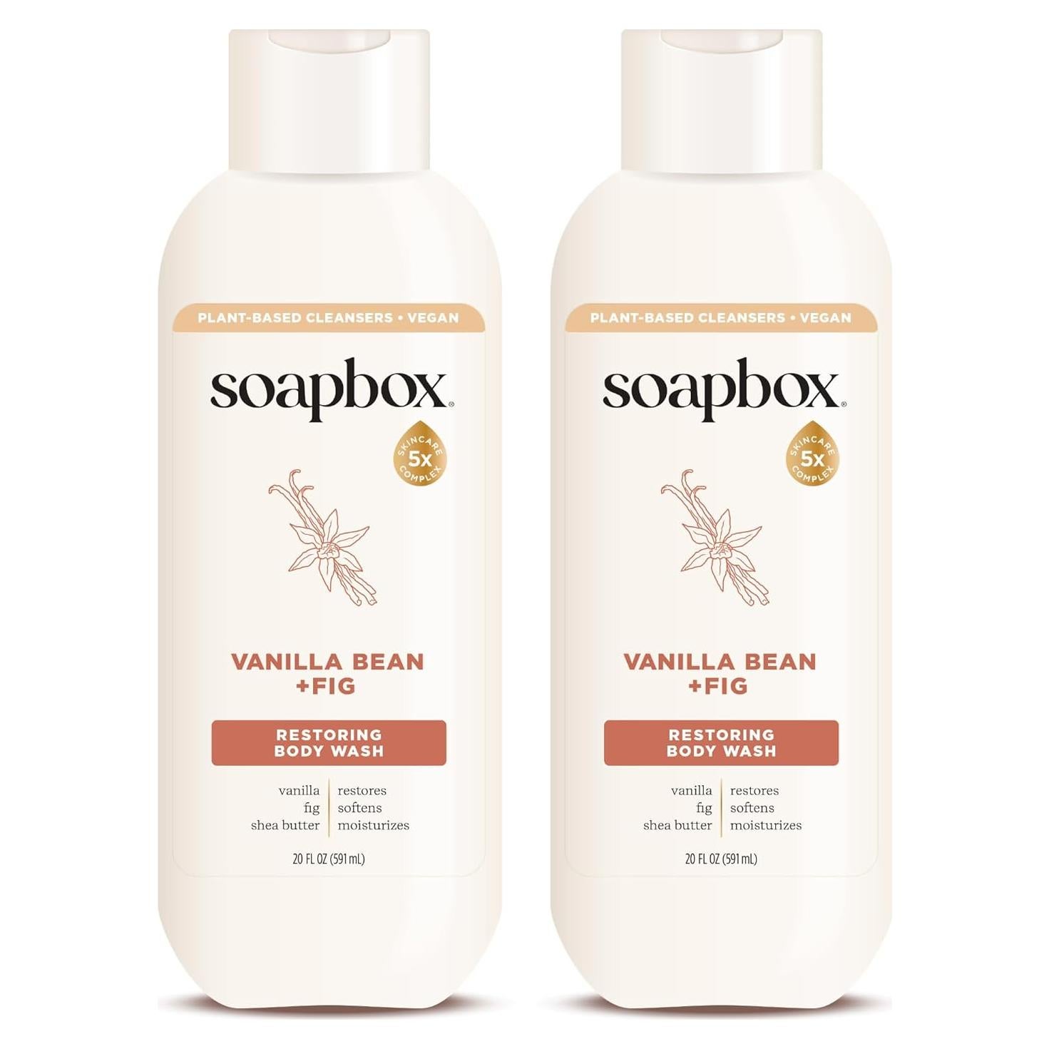 Jabón Líquido Hidratante Soapbox Frijol de Vainilla Dúo 2x600ml