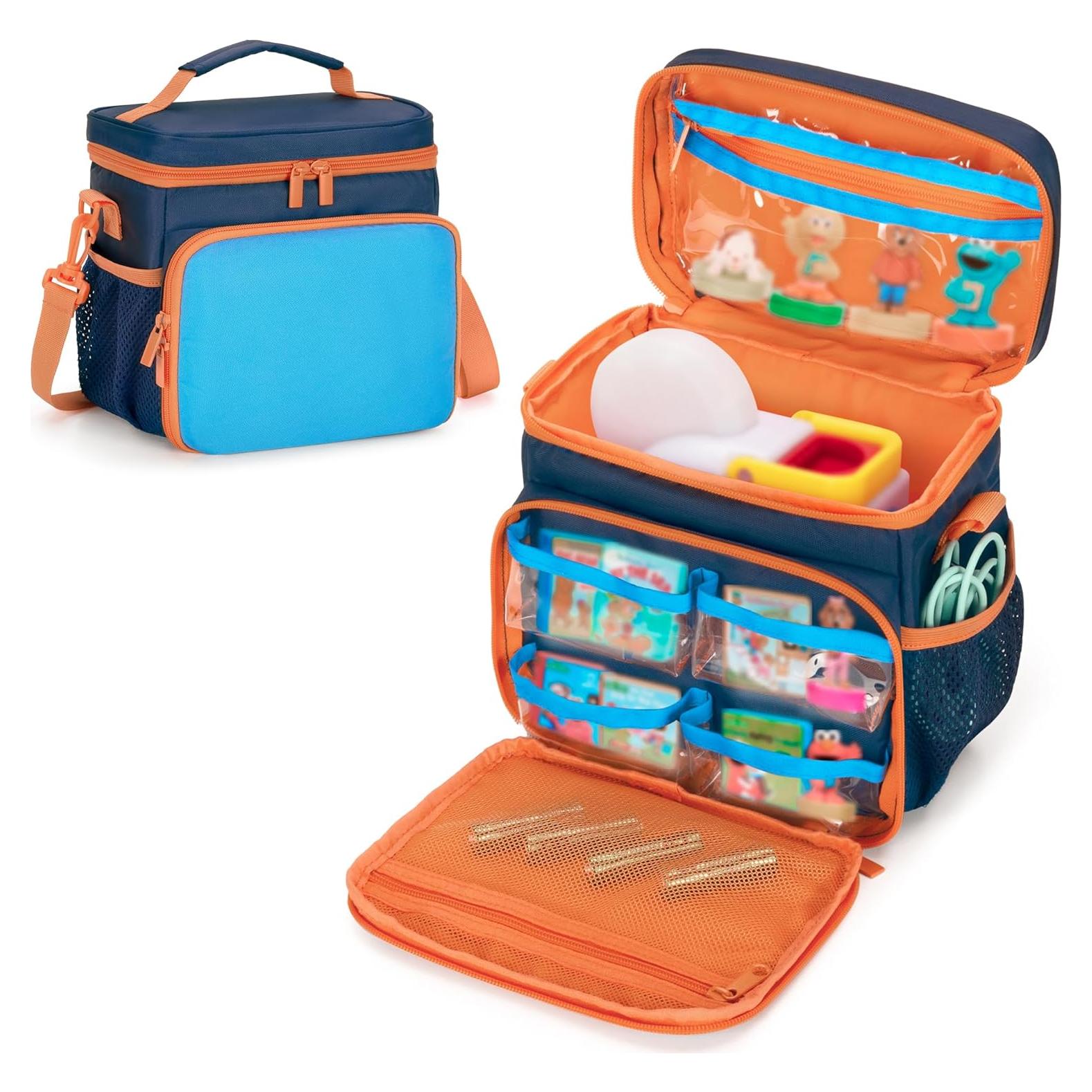 Carrying Case Compatible with Little Tikes Story Dream Machine Books Starter Set, Toy Storage Bag with Handle and Shoulder Strap for Storybook, Character, Accessory, Blue, Bag Only, Patented Design