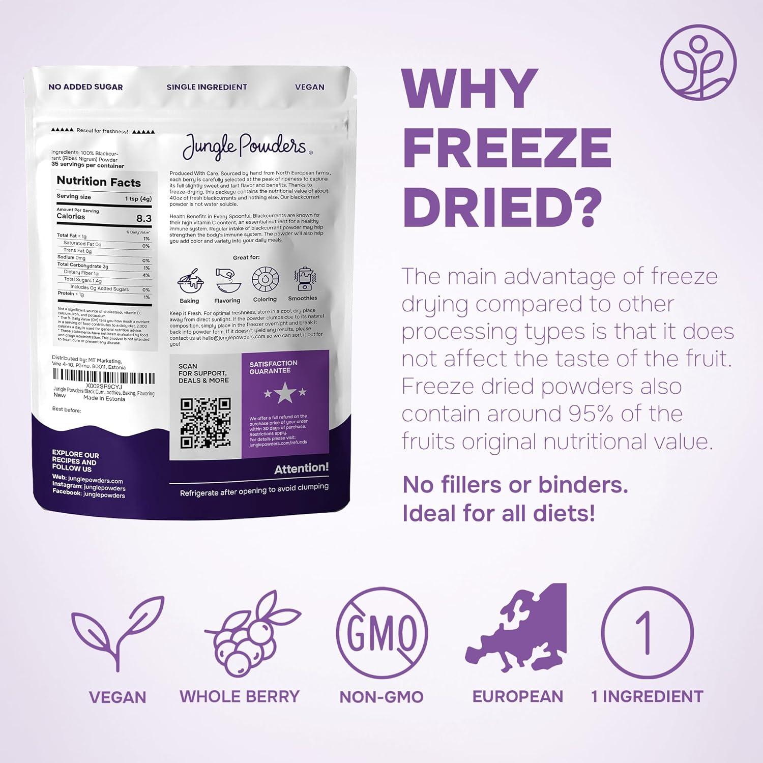 Polvo de Grosella Negra Jungle Powders 141.75g Liofilizado