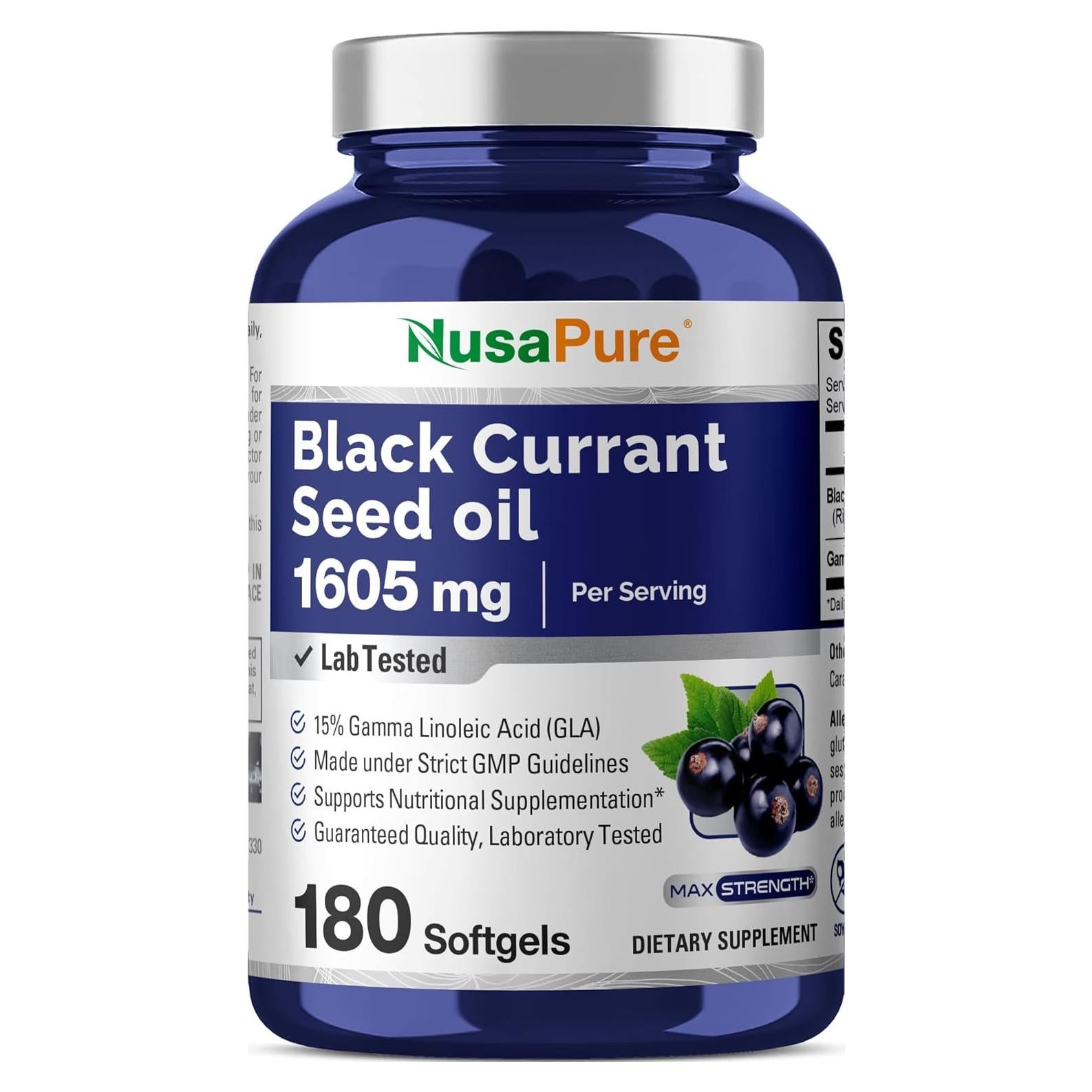 Aceite de Semilla de Grosella Negra NusaPure 1605 mg 180 Softgels