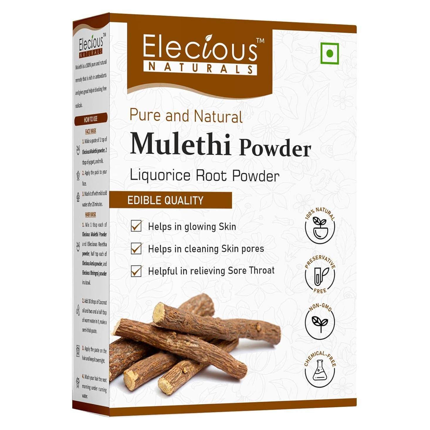 Polvo de Mulethi Elecious 200g - Natural y Sin Conservantes