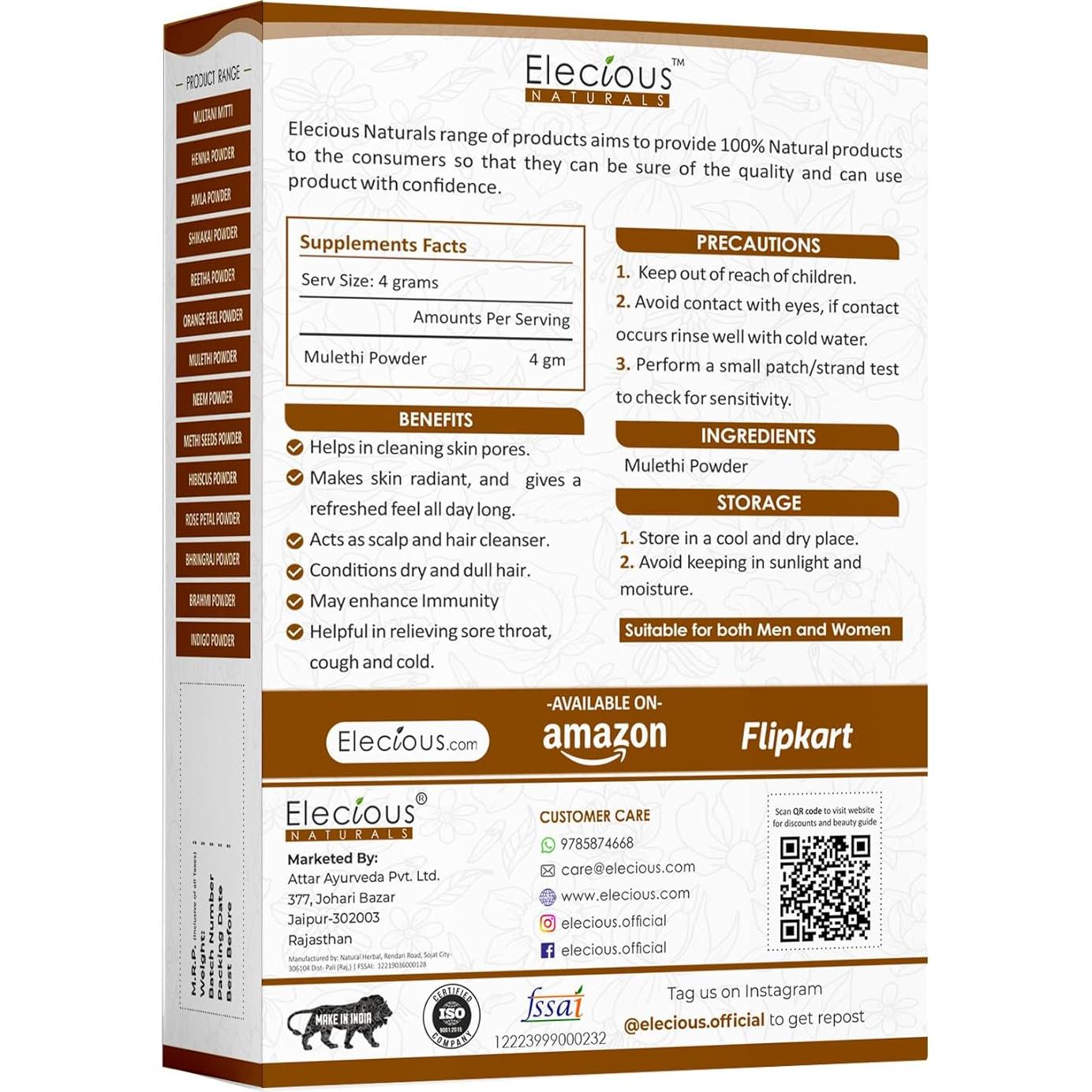 Polvo de Mulethi Elecious 200g - Natural y Sin Conservantes