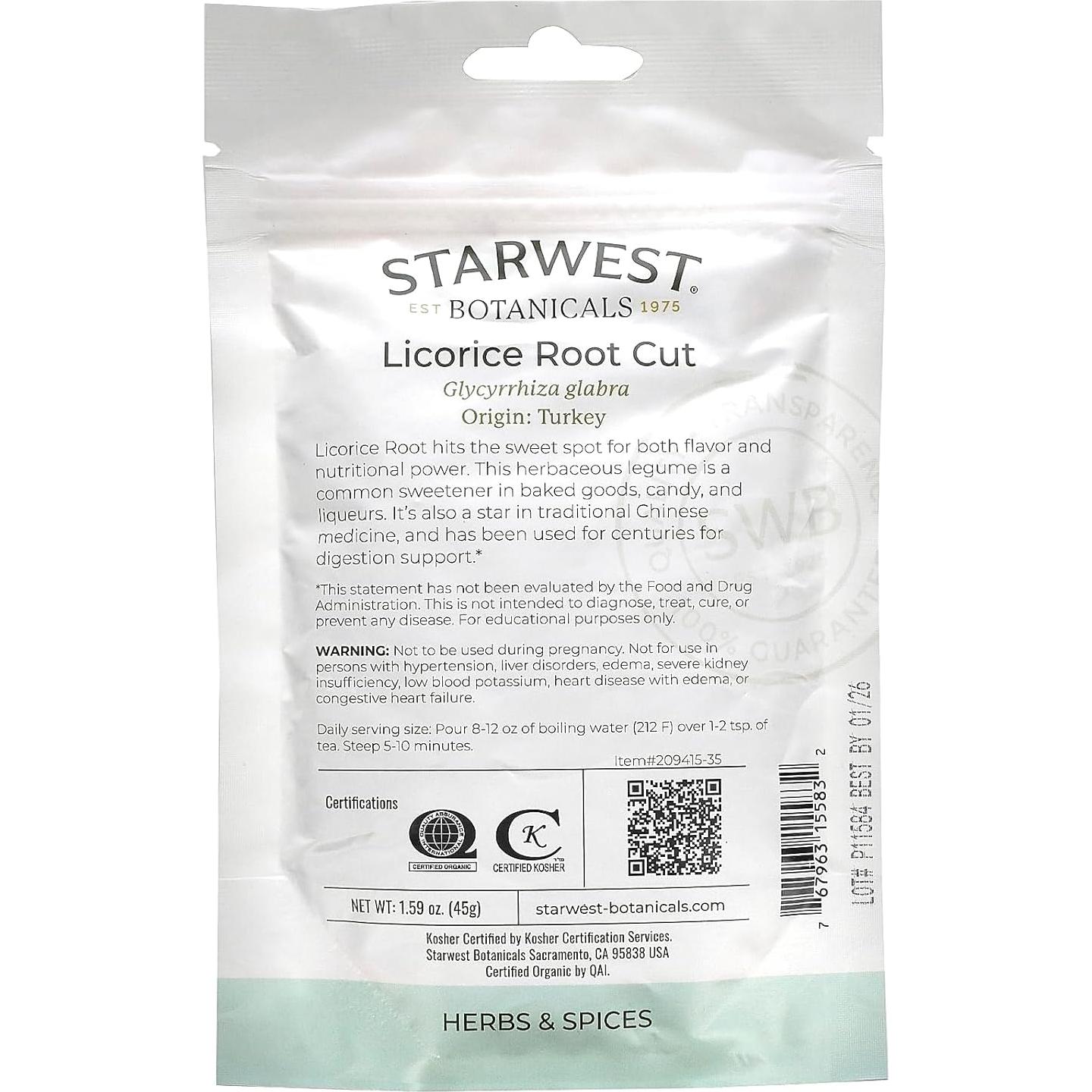 Raíz de Regaliz Orgánica Starwest Botanicals 45g Ecológica