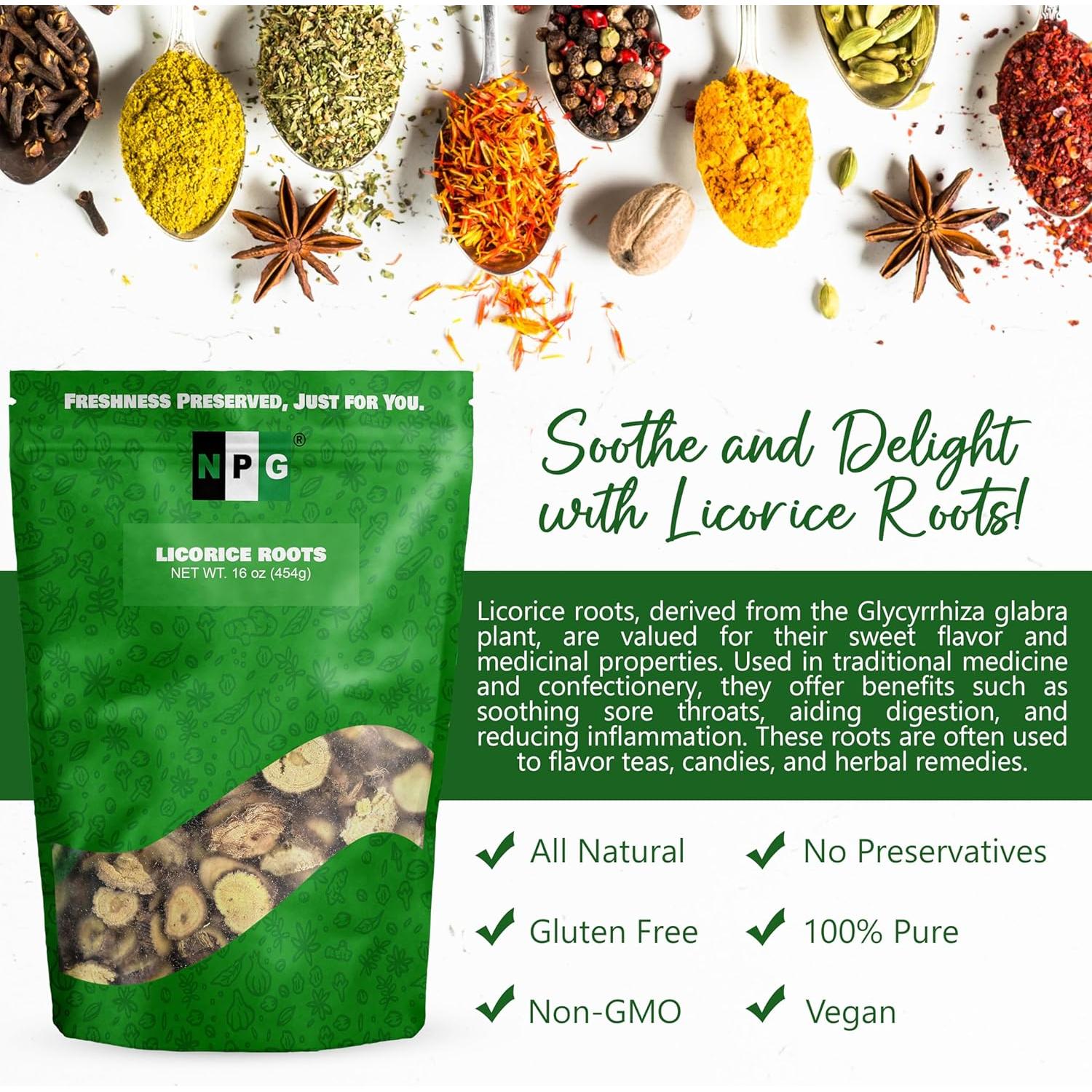 Rodajas de Raíz de Regaliz NPG 453.6 g - Té Herbal Chino