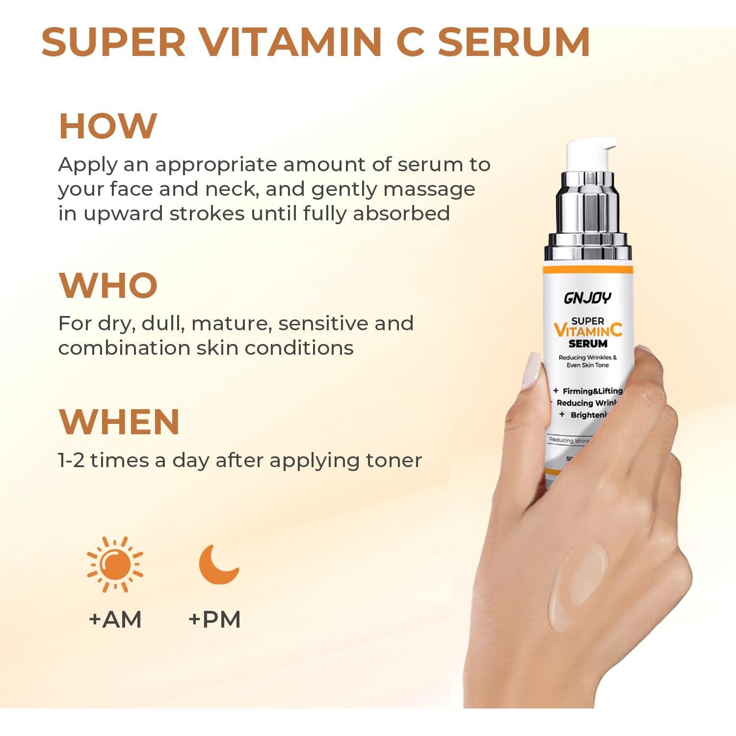 Sérum Facial de Vitamina C GNJOY 50ml Antienvejecimiento