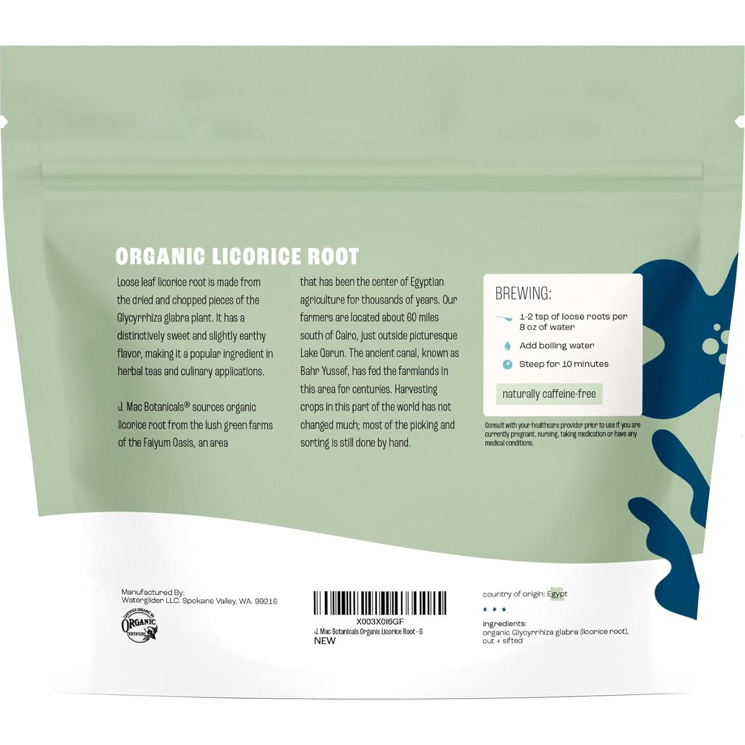 Té de Raíz de Regaliz Orgánico J Mac Botanicals 170g