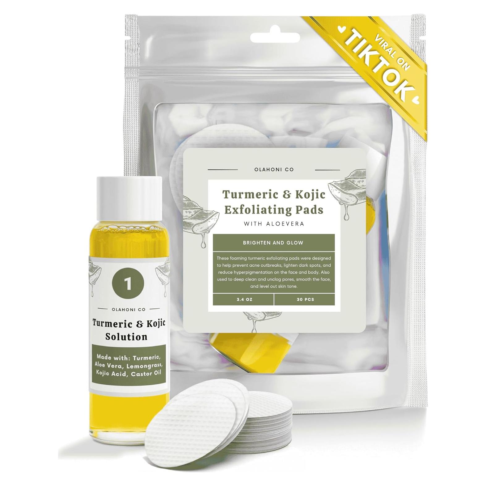 Discos Exfoliantes Naturales Ola Honi con Cúrcuma y Ácido Kójico - 30 Unidades