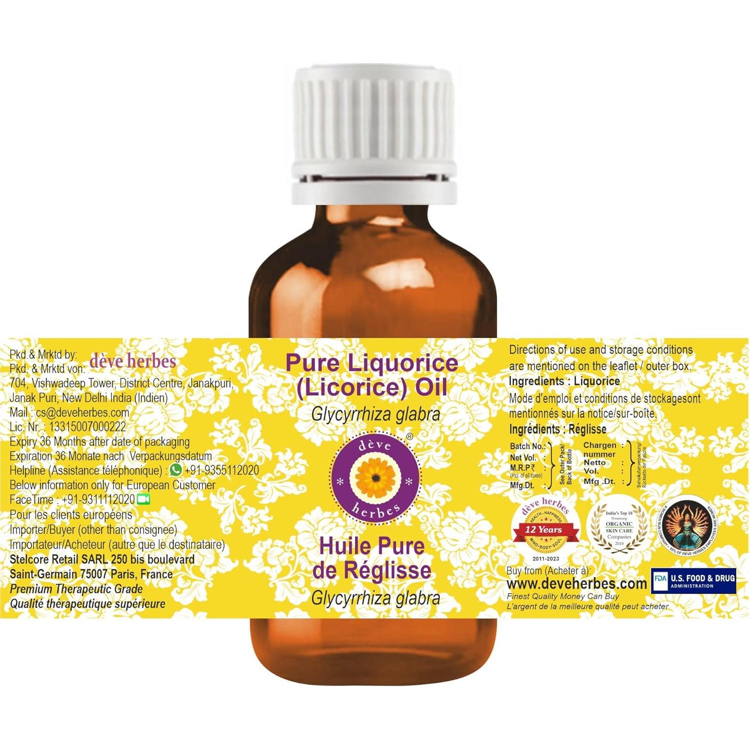 Aceite de Regaliz Deve Herbes 10ml Puro y Ligero para Piel