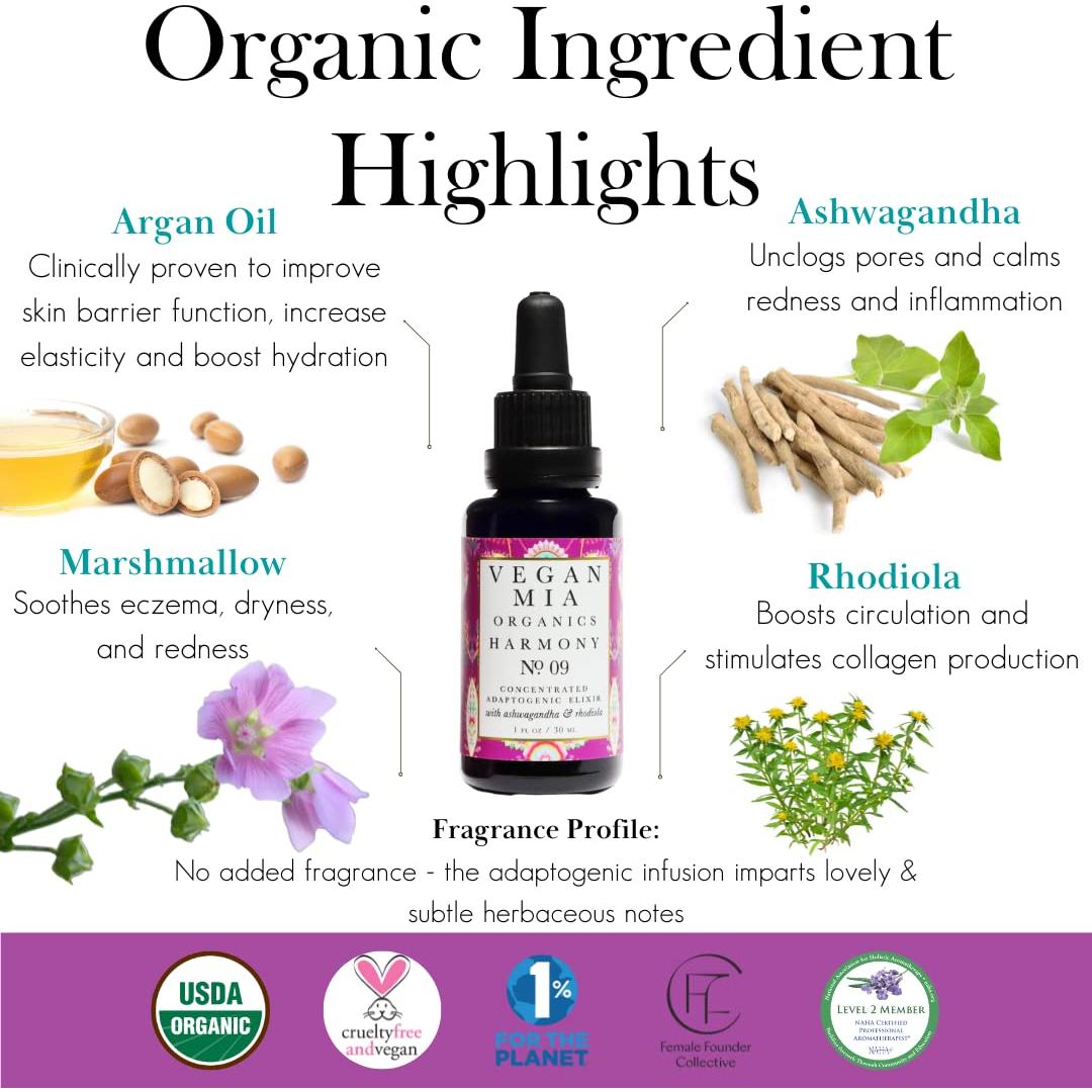 Elixir Adaptógeno Orgánico Vegan Mia 29.57 ml - Hidratante Facial