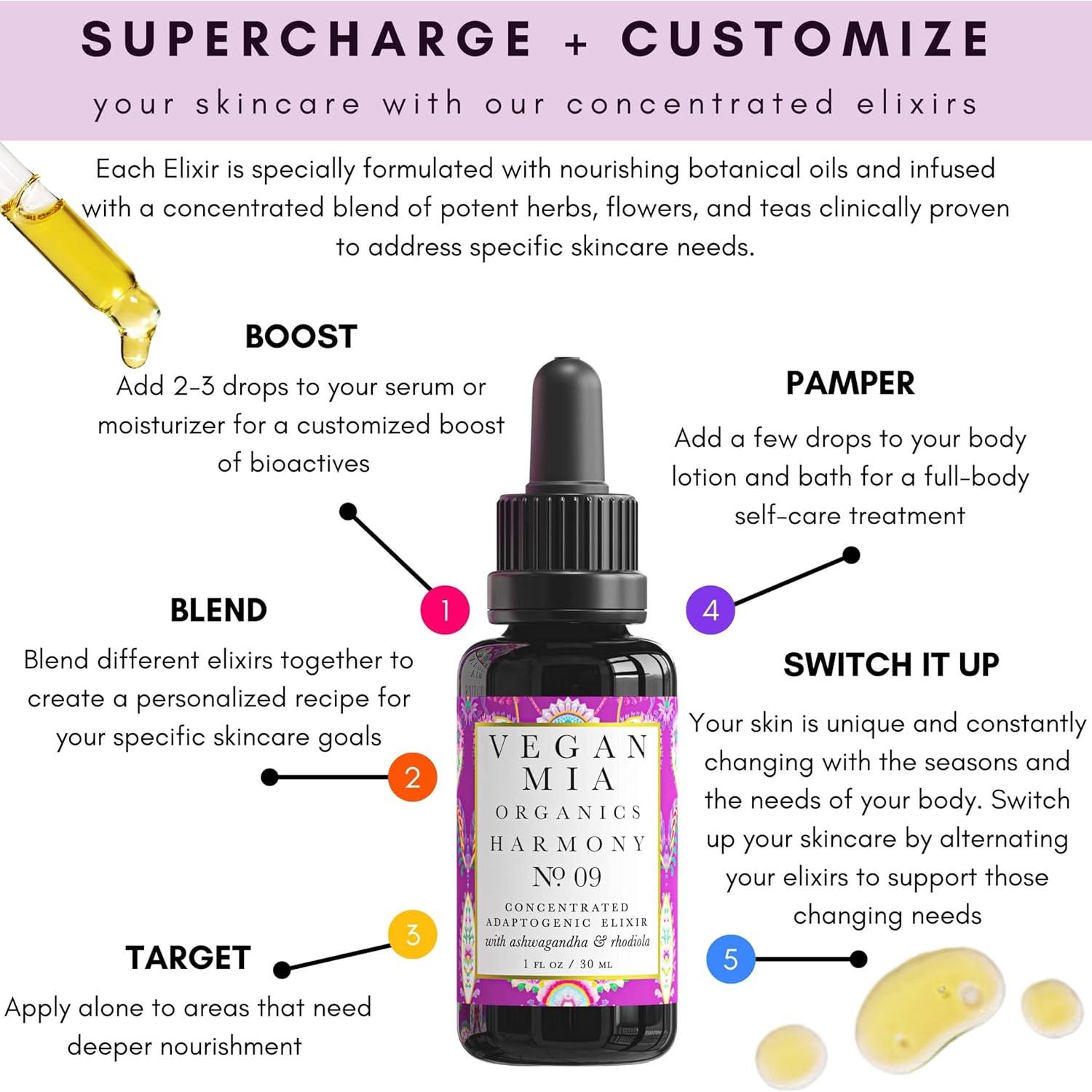 Elixir Adaptógeno Orgánico Vegan Mia 29.57 ml - Hidratante Facial