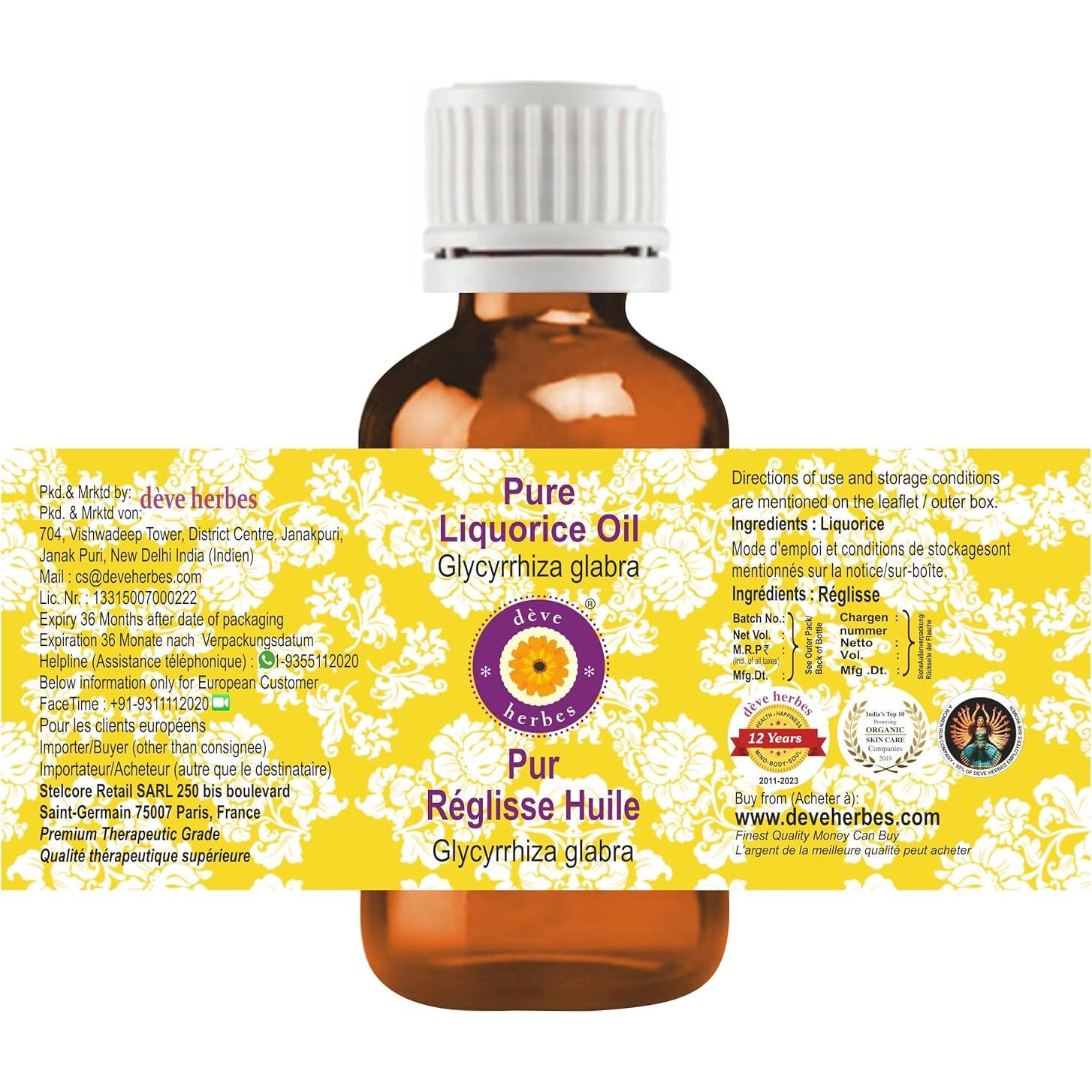 Aceite de Regaliz Deve Herbes 100ml Puro Prensado en Frío