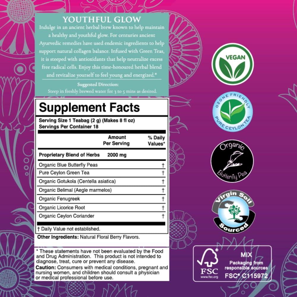 Té Herbal Orgánico Brillante Juventud Terapia Ceylon - 18 Bolsitas