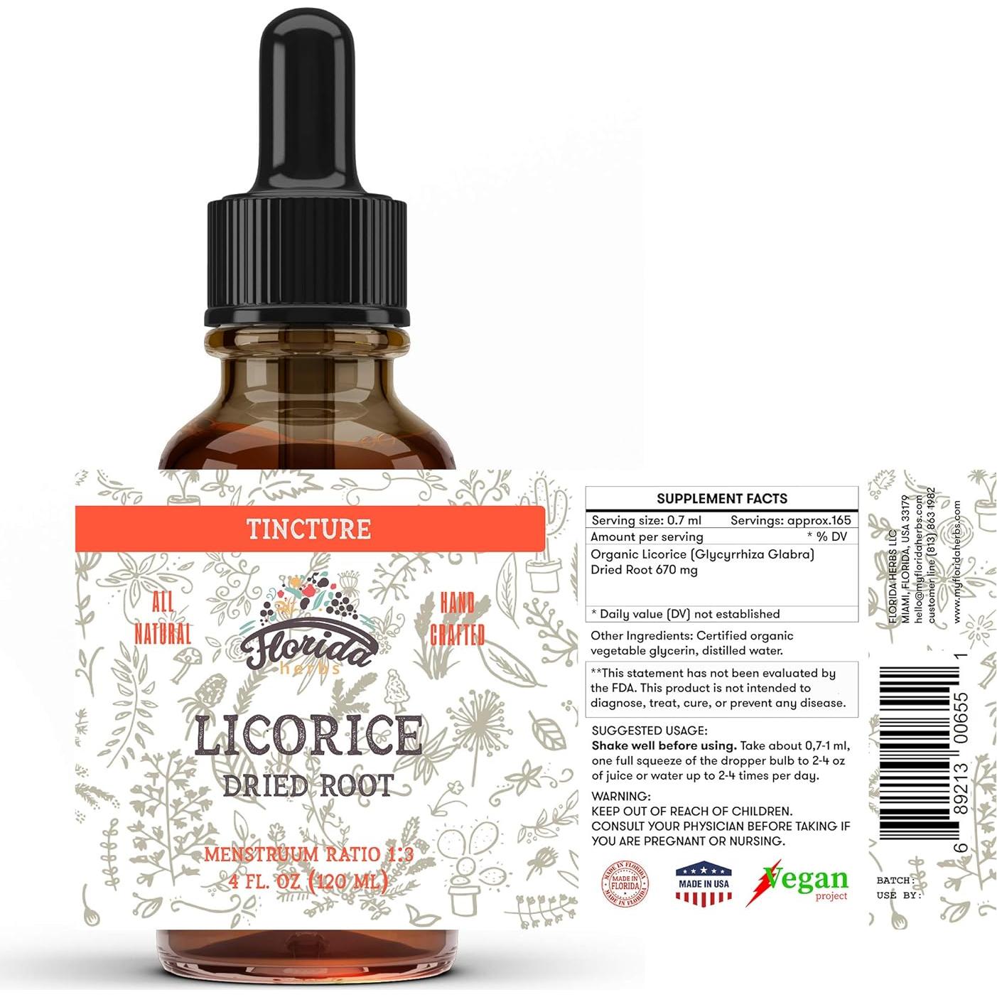 Tintura Orgánica de Regaliz Florida Herbs 118 ml - Suplemento Herbal