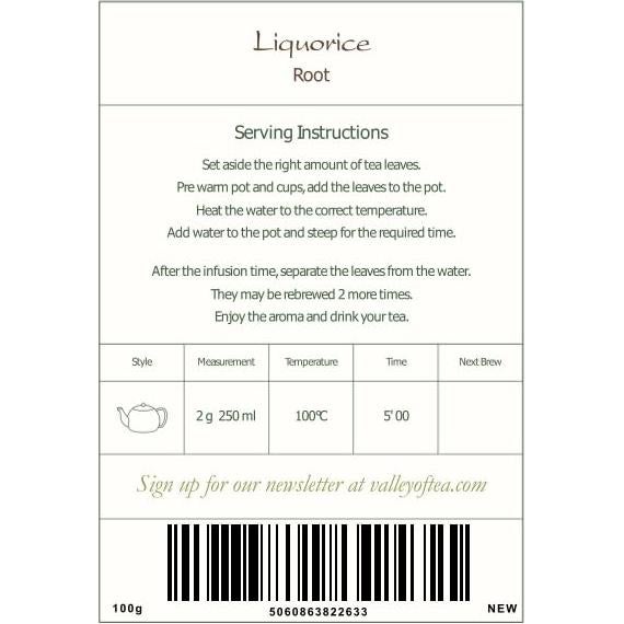 Té Herbal de Regaliz Orgánico Valley of Tea 100g - Sabor Dulce