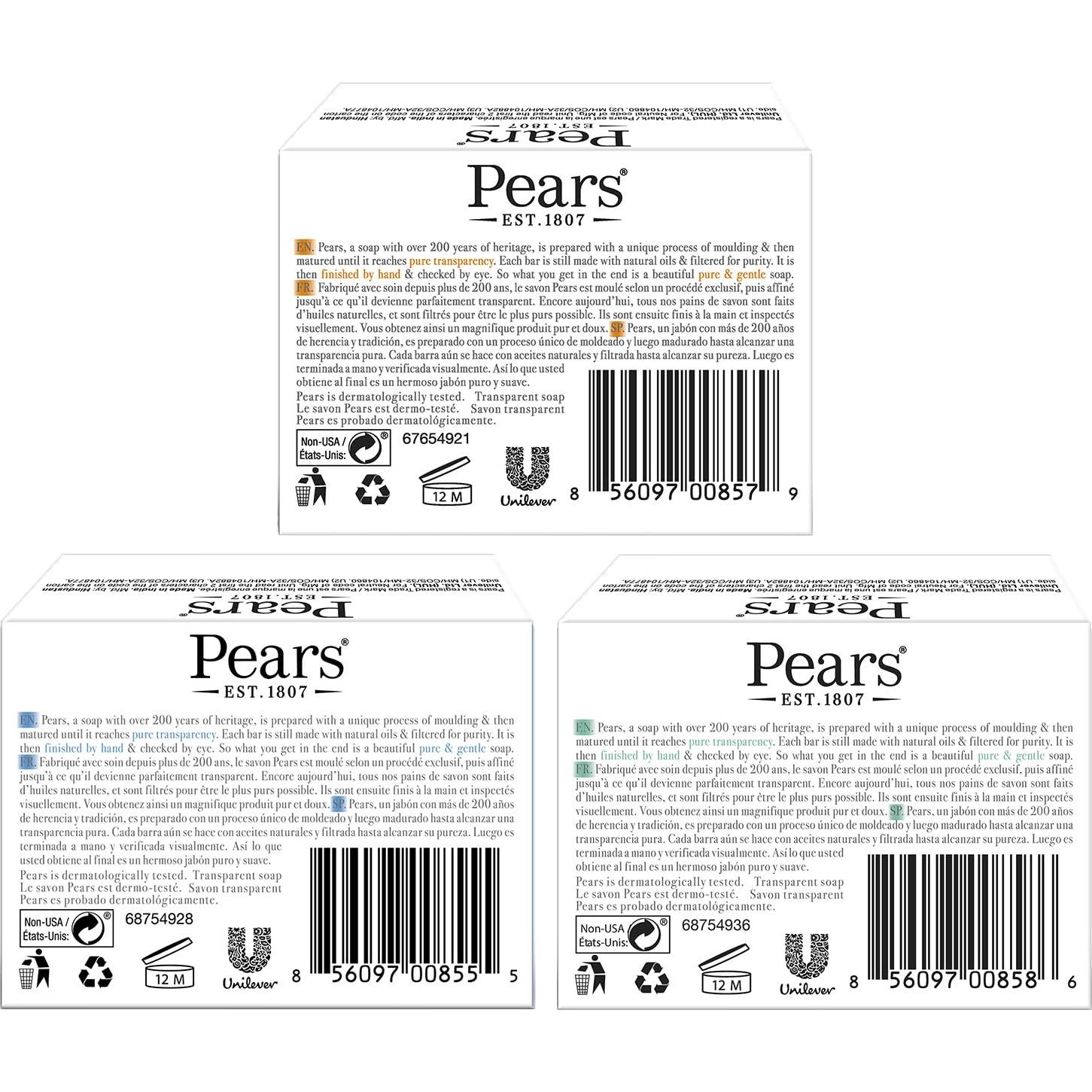 Jabón de Glicerina Pears 12-Pack 100g Barras Hidratantes