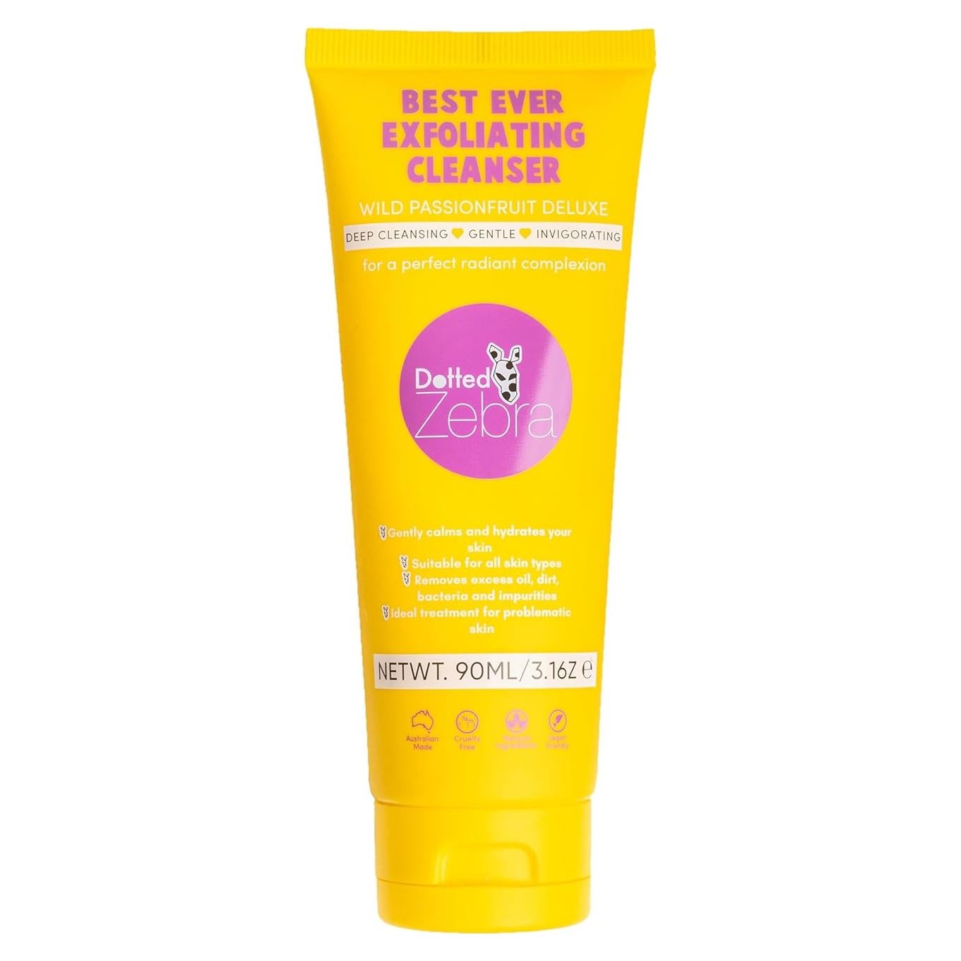 Limpiador Exfoliante Facial Dotted Zebra 115 g - Vegano con Fruta de la Pasión