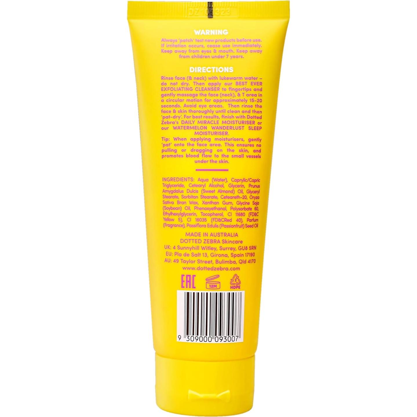 Limpiador Exfoliante Facial Dotted Zebra 115 g - Vegano con Fruta de la Pasión