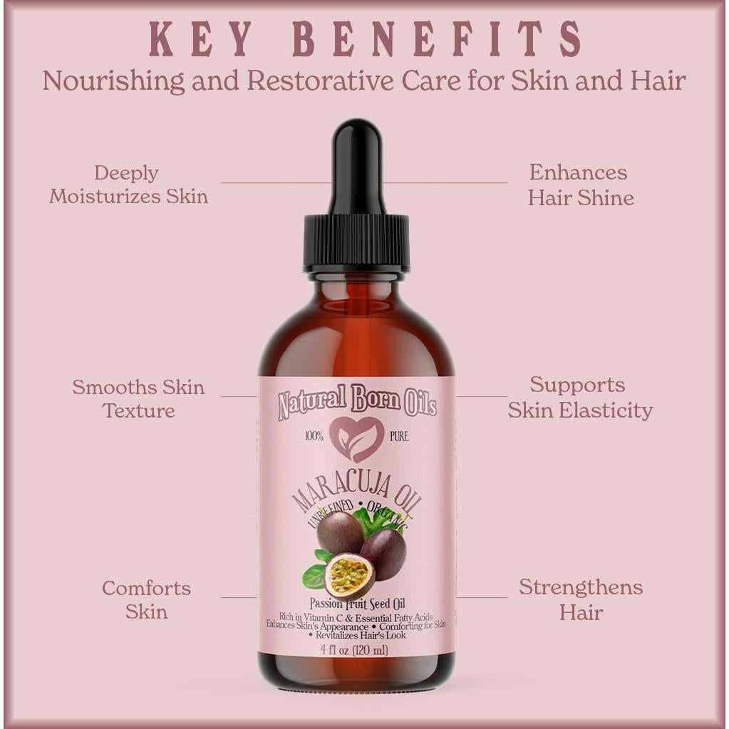 Aceite de Maracuyá 118ml Natural Orgánico Prensado en Frío