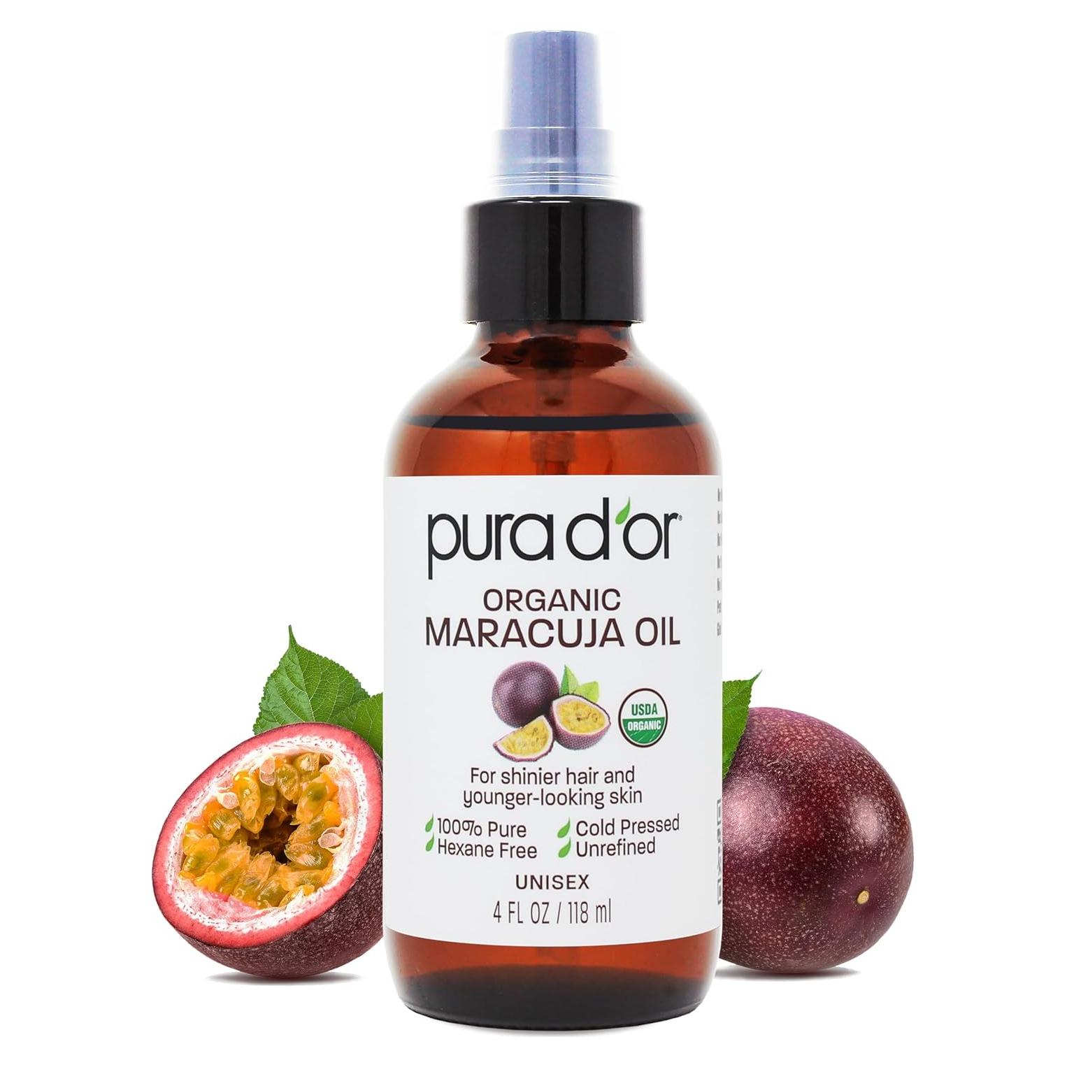 Aceite Orgánico de Maracuyá PURA D'OR 118 ml - Hidratante Facial y Capilar