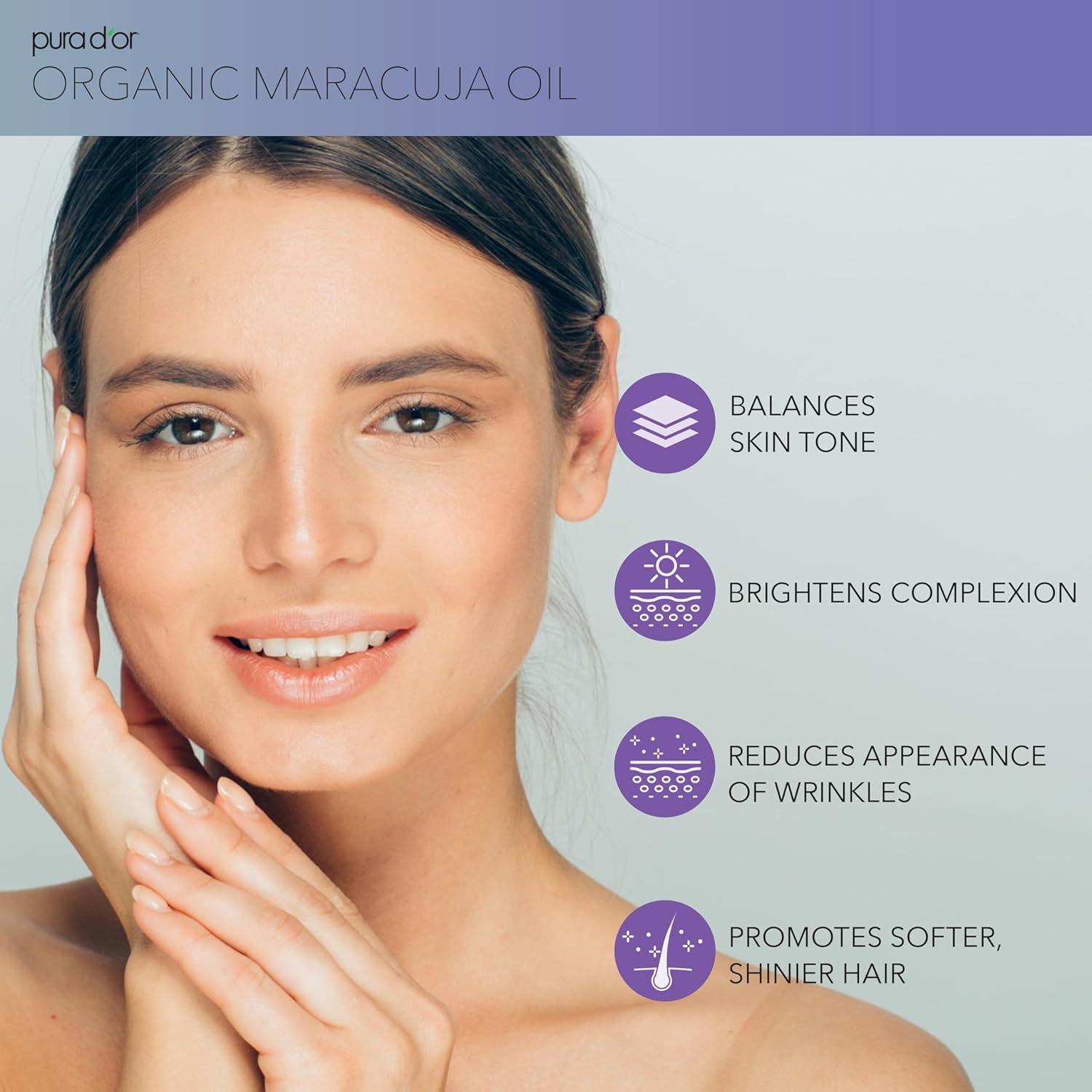 Aceite Orgánico de Maracuyá PURA D'OR 118 ml - Hidratante Facial y Capilar