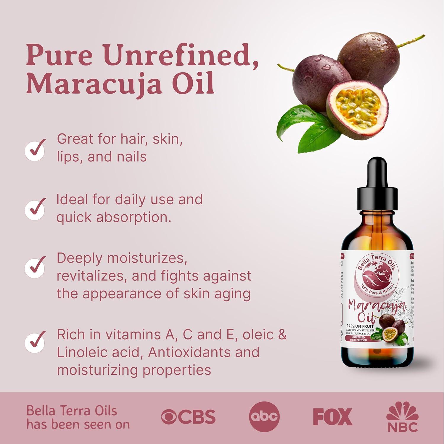 Aceite de Maracuyá Bella Terra 60ml - Prensado en Frío, Rico en Vitamina C