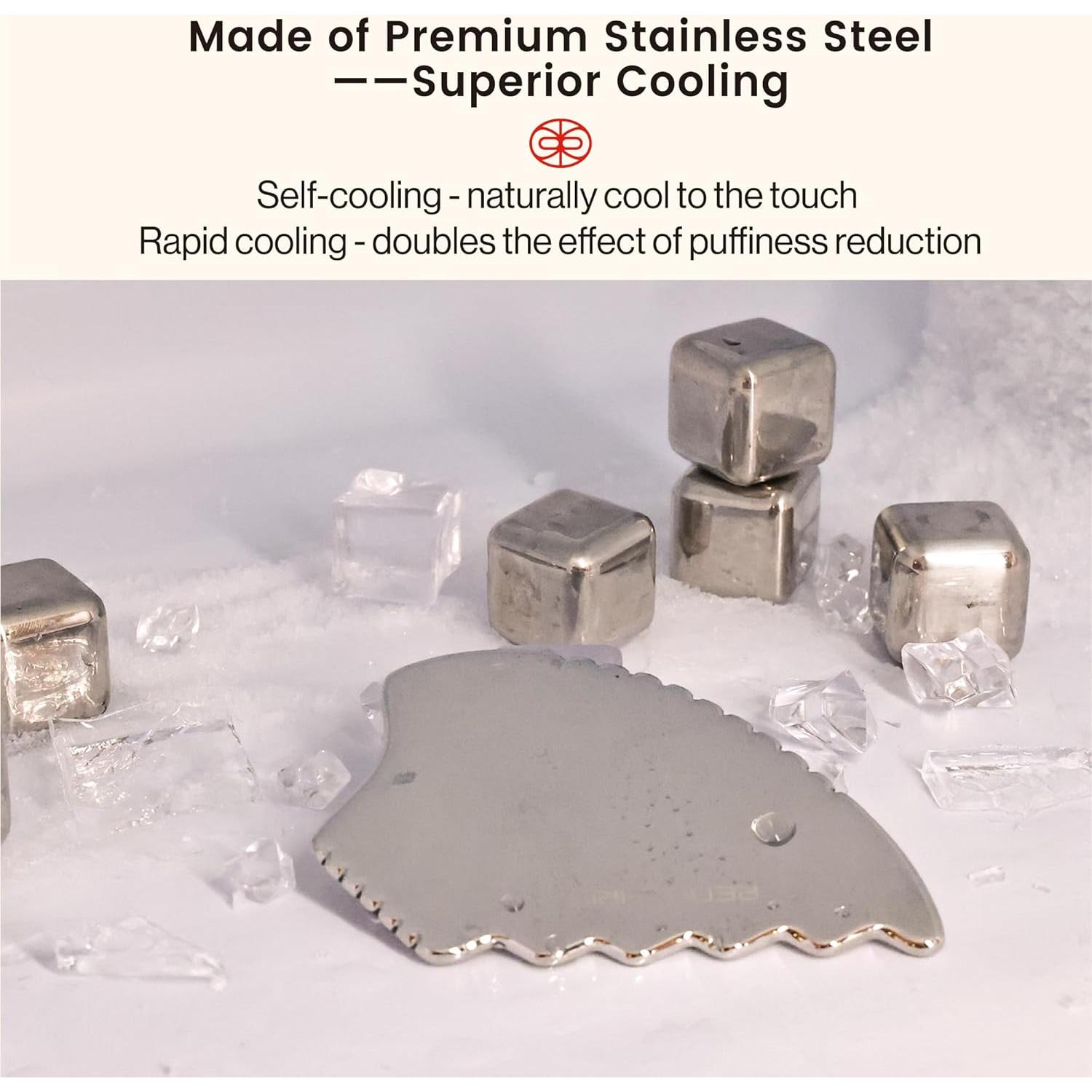 Gua Sha Facial Rena Chris Acero Inoxidable Plata 10x7cm