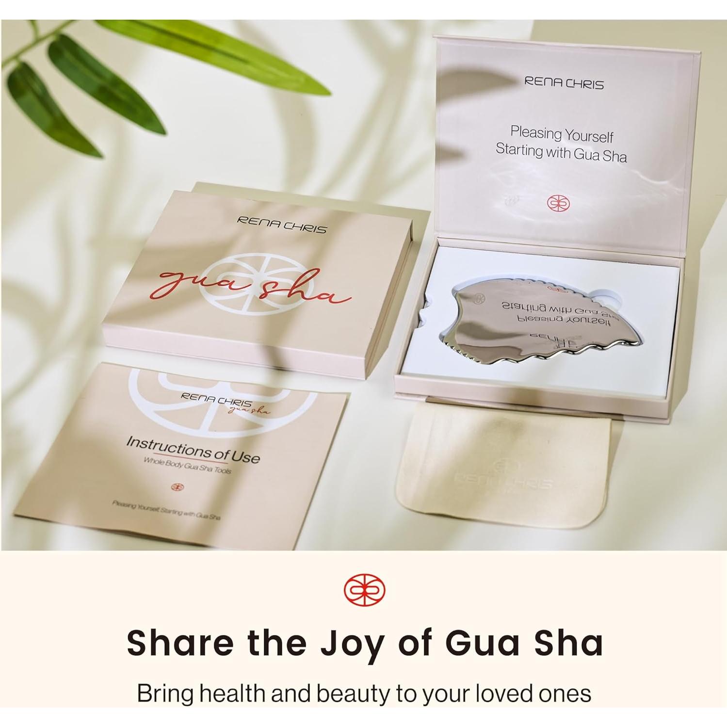 Gua Sha Facial Rena Chris Acero Inoxidable Plata 10x7cm