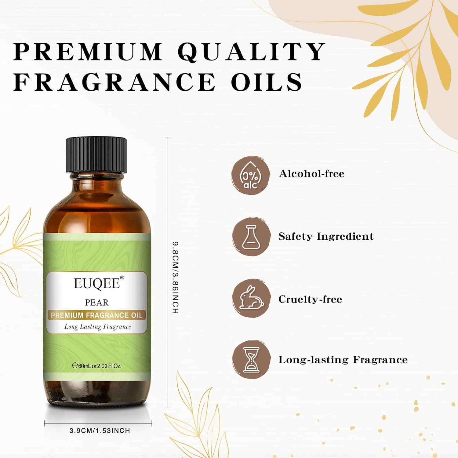 Aceite de Fragancia Premium EUQEE Pera 60ml para Jabones y Velas