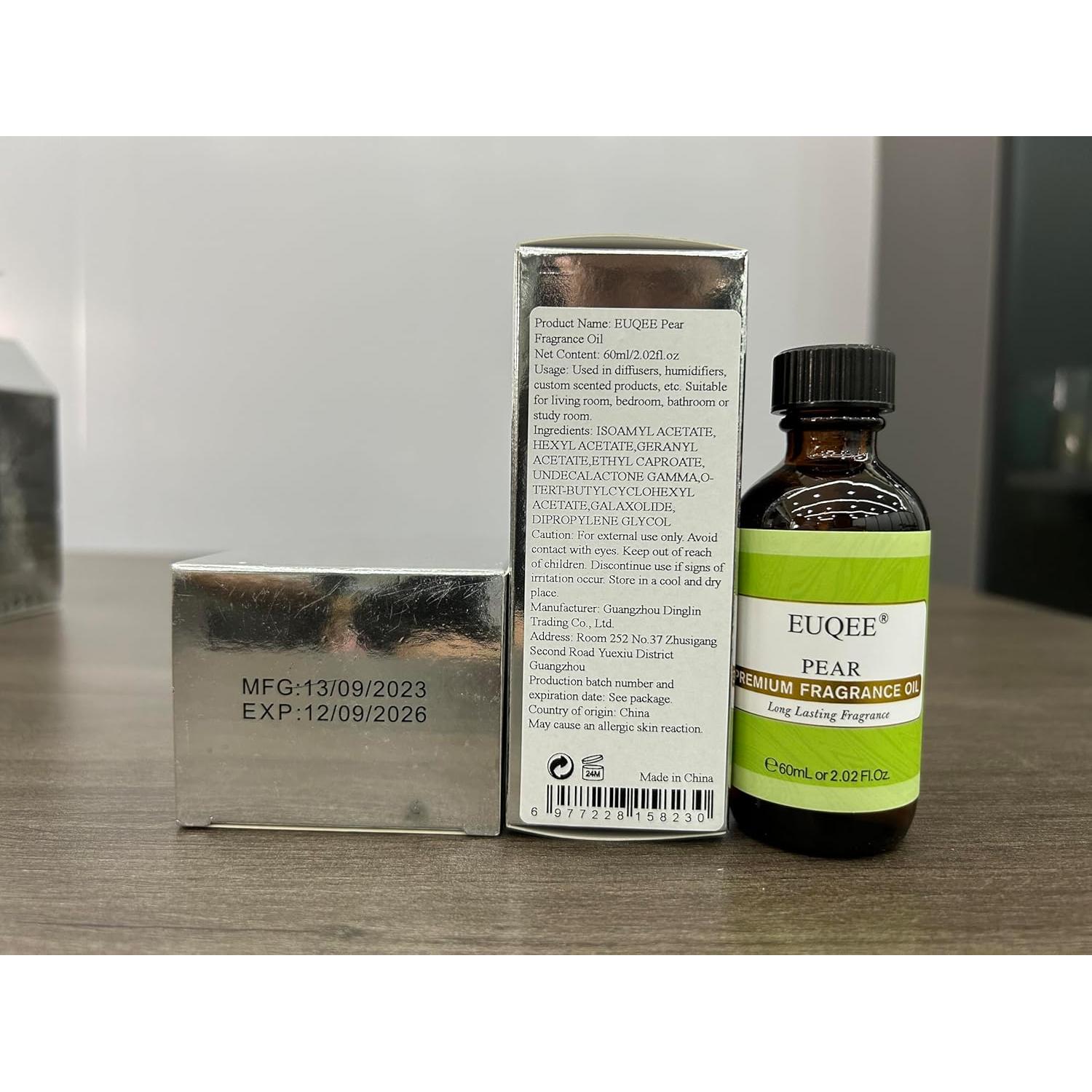 Aceite de Fragancia Premium EUQEE Pera 60ml para Jabones y Velas