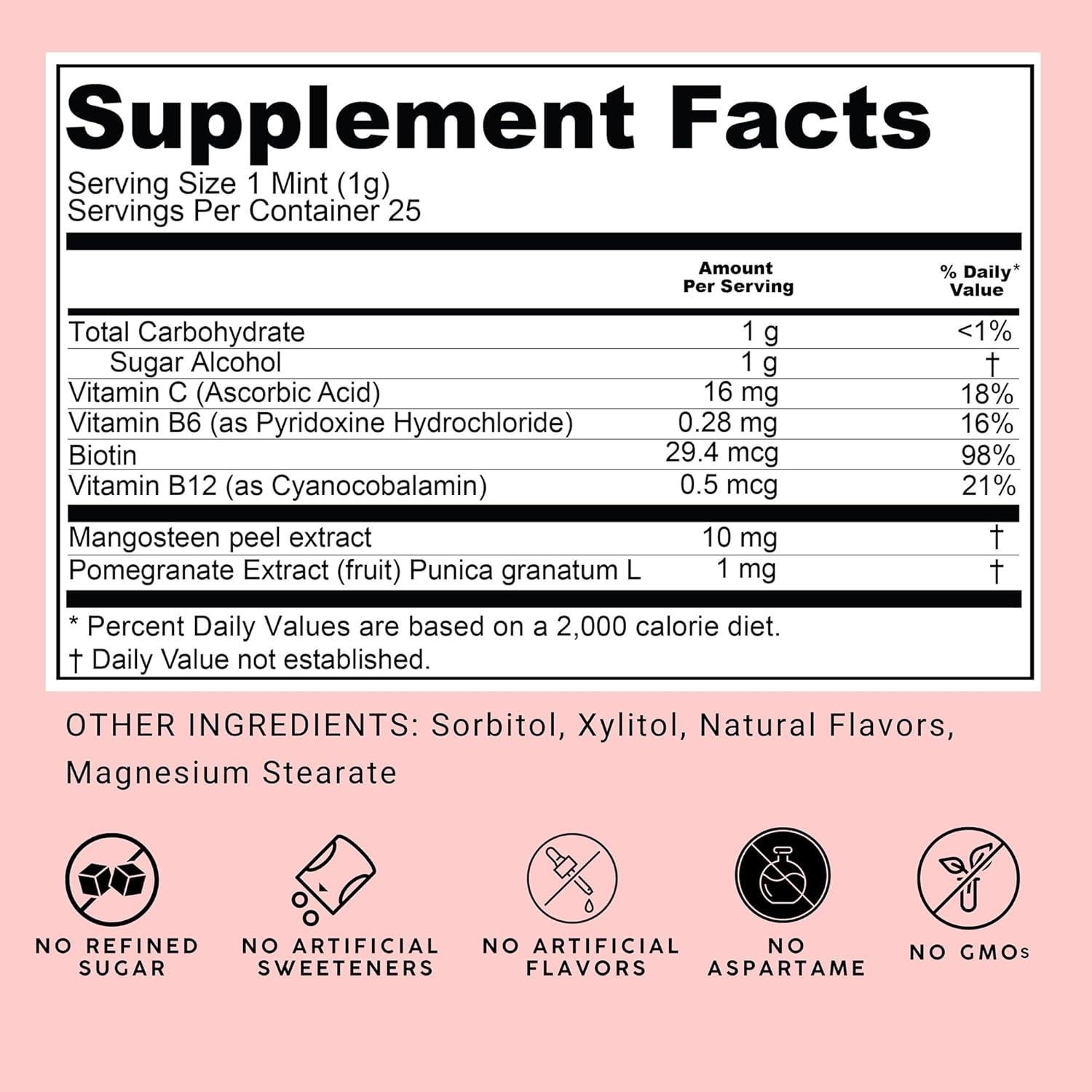 Caramelos de Biotina NOOZ - Sin Azúcar, Sabor Pera Jugosa