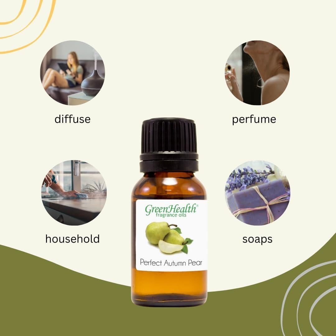 Aceite de Fragancia Pera Otoñal 118 ml GreenHealth - Botella de Vidrio