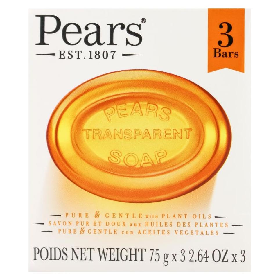 Jabón Transparente de Peras con Aceite Natural - 12 Barras de 75g