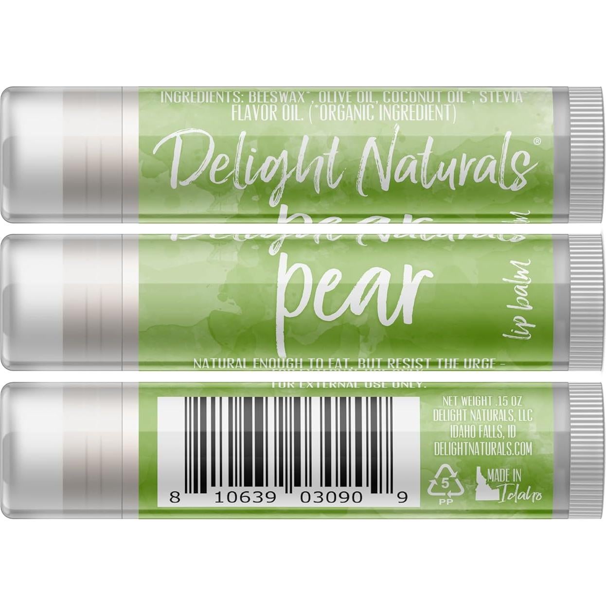 Bálsamo Labial Natural Delight Naturals - Set de 3 Pera