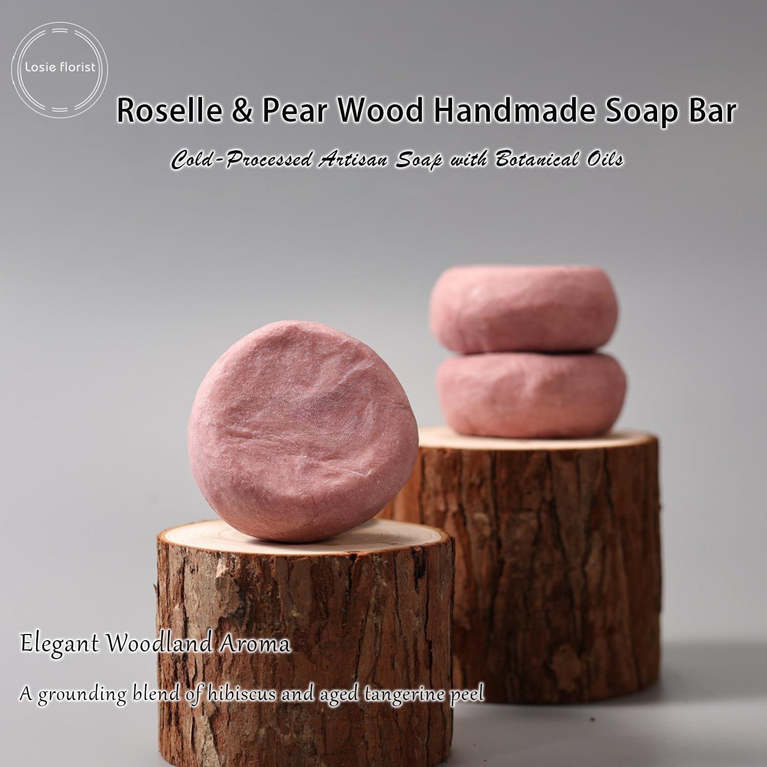 Jabón Artesanal de Roselle y Madera de Pera - 85g