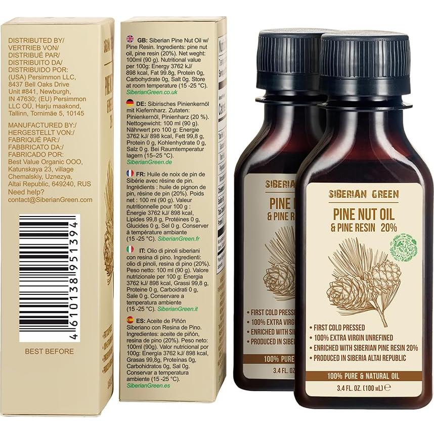 Aceite de Nuez de Pino Siberiano 100 ml - Best Value Organic
