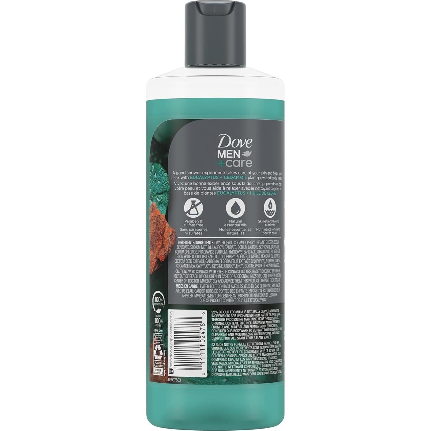 Gel de Ducha Dove Men+Care Eucalipto y Cedro 532 ml x4