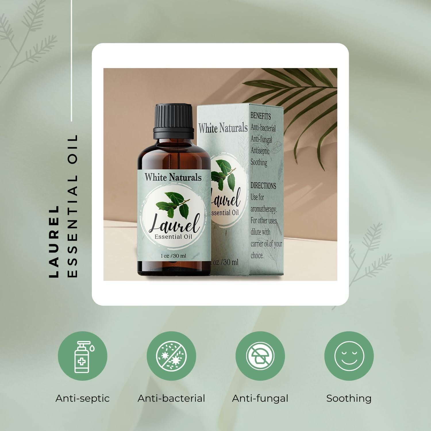 Aceite Esencial de Laurel Orgánico White Naturals 29.57 ml