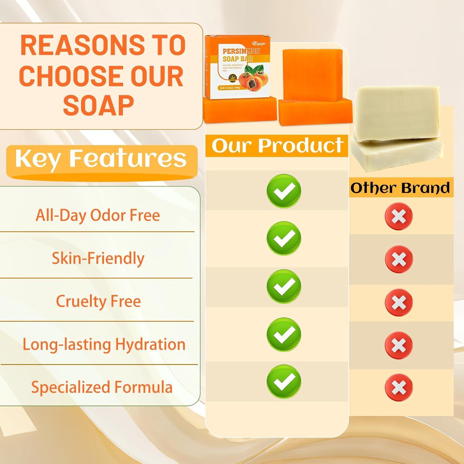 Jabón de Persimón Natural 3 PCS para Olores Corporales