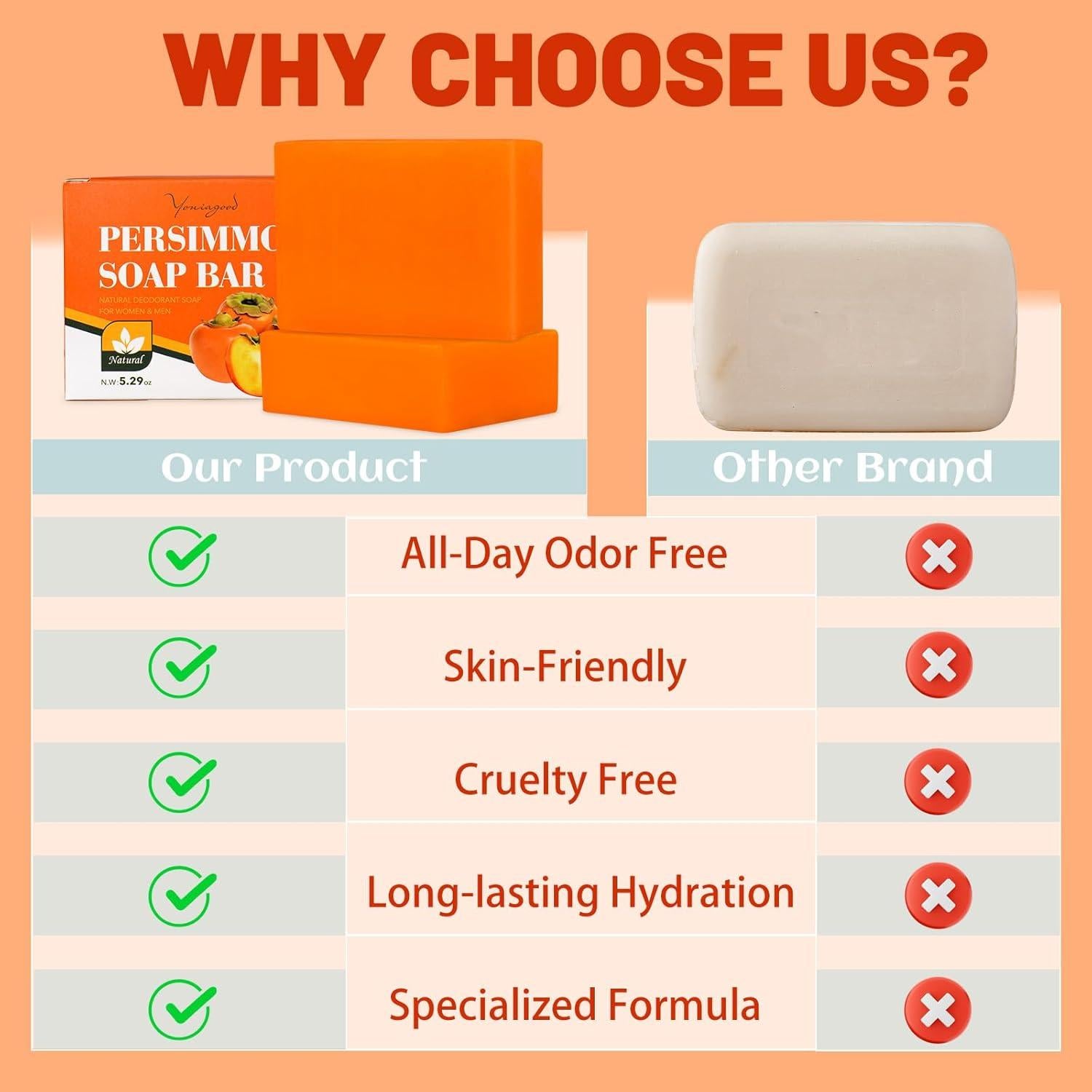 Jabón de Persimón Natural Yoniagood 2 Piezas 300g Control Olores